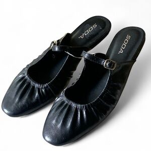 SODA Black Slingback Women's Flat Slip-On Shoes Faux Leather Women’s Size 9 NWOT